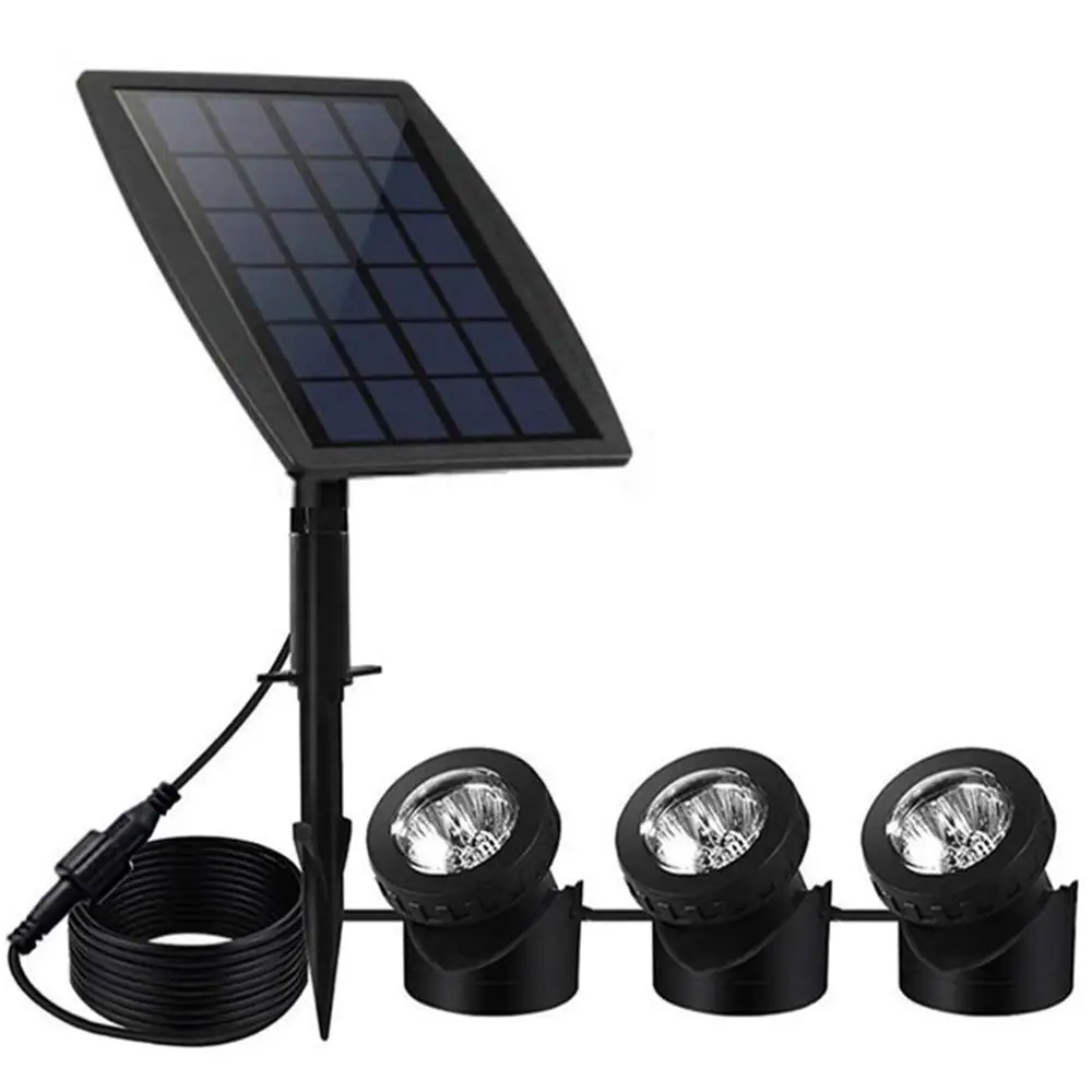 IP68 Waterproof Solar Powered underwater Pond Lights RGB Submersible Pool Spotlight Security Night Light for Garden Tank Decor - Испускаемый цвет: 3 Head