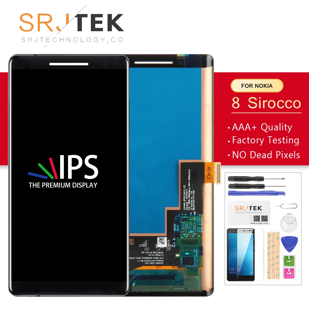 

Srjtek For Nokia 8 Sirocco LCD Display Touch Screen with Digitizer Assembly 2560*1440 5.5'' For Nokia 8 Sirocco Display