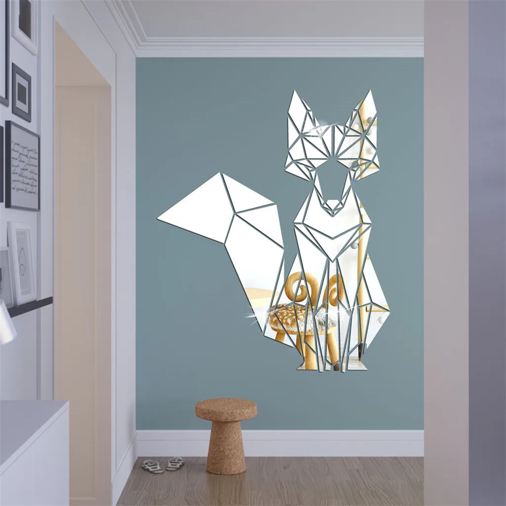 

Nordic style creative animal mirror sticker Geometric Pattern Acrylic Crystal Mirror Stickers Green Decorative Stickers espelho