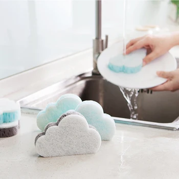 

Magic Wipe Cloud Shaped Dish Washing Sponge Strong Decontamination Antibacterial Kitchen Cleaning Scouring Pad Cleaning Cloth