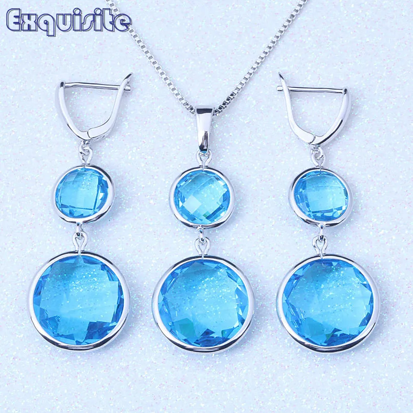 

Outstanding Sky Blue Jewelry Set Cubic Zirconia Silver Color Crystal for Women Fashion Jewelry Wedding Christmas Gift T118