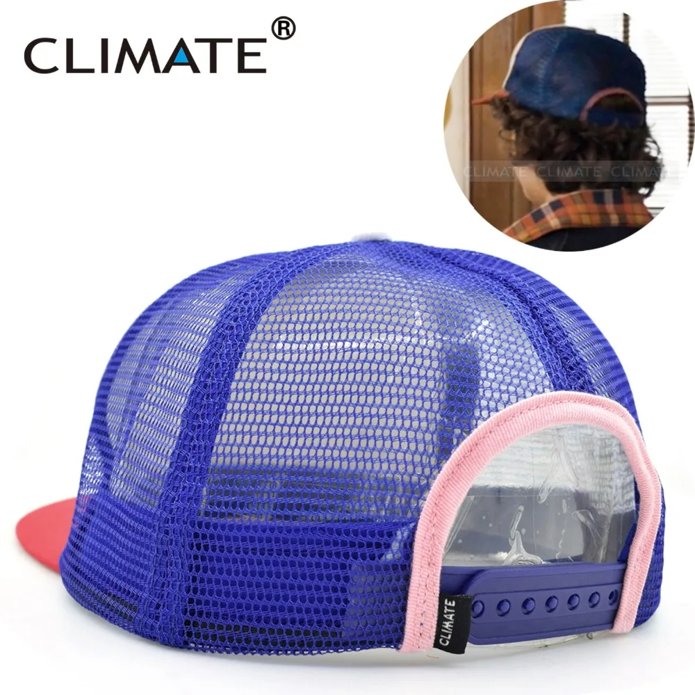 CLIMATE Dustin Stranger Things Dustin Cap Hat 100%Copy Cosplay Coser Dustin Summer Snapback Mesh Net Trucker Hat Cap For Boy Men