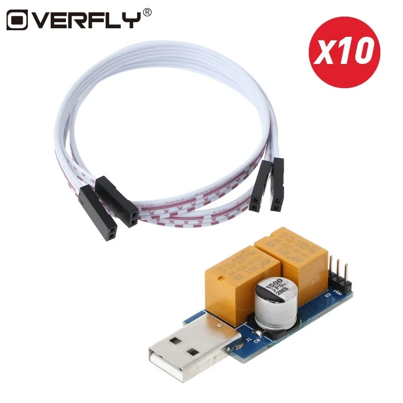 

Overfly 10pcs USB Watchdog Card Double Relay Unattended Automatic Restart Blue Screen Crash Timer Reboot for 24 Server BTC Miner