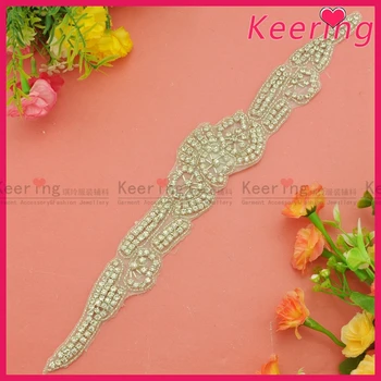 

Beautiful Design Rhinestone Iron On Applique Patch For Bridal Sash WRA-791