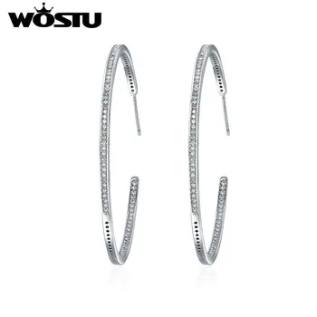

WOSTU Brand High Quality Dazzling CZ Big Hoop Earrings For Women White Gold Color Fashion Jewelry Brincos Gift FFE115