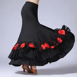 Бальная Юбка принт юбка в стиле Фламенко юбка для вальса бальное для занятий платье бальных танцев юбка Одежда для танцев Вальс платье