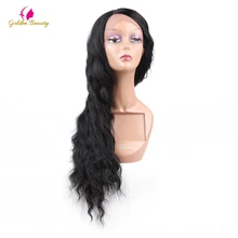 Золотой Красота Свободная объемная волна Синтетические волосы на кружеве парик 26 дюймов длинные натуральные чёрный; коричневый боковая часть синтетические вьющиеся волосы парик для черных Для женщин