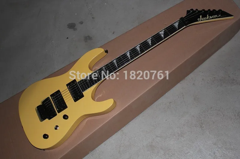 

Free shipping finish Custom Neck body together 6 strings jackson SL2H Soloist yellow color electric guitar 14510