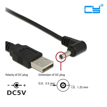 

5pcies/lot USB 2.0 Male to Right Angled 90 Degree 3.5mm 1.35mm DC power Plug Barrel 5v Cable 80cm