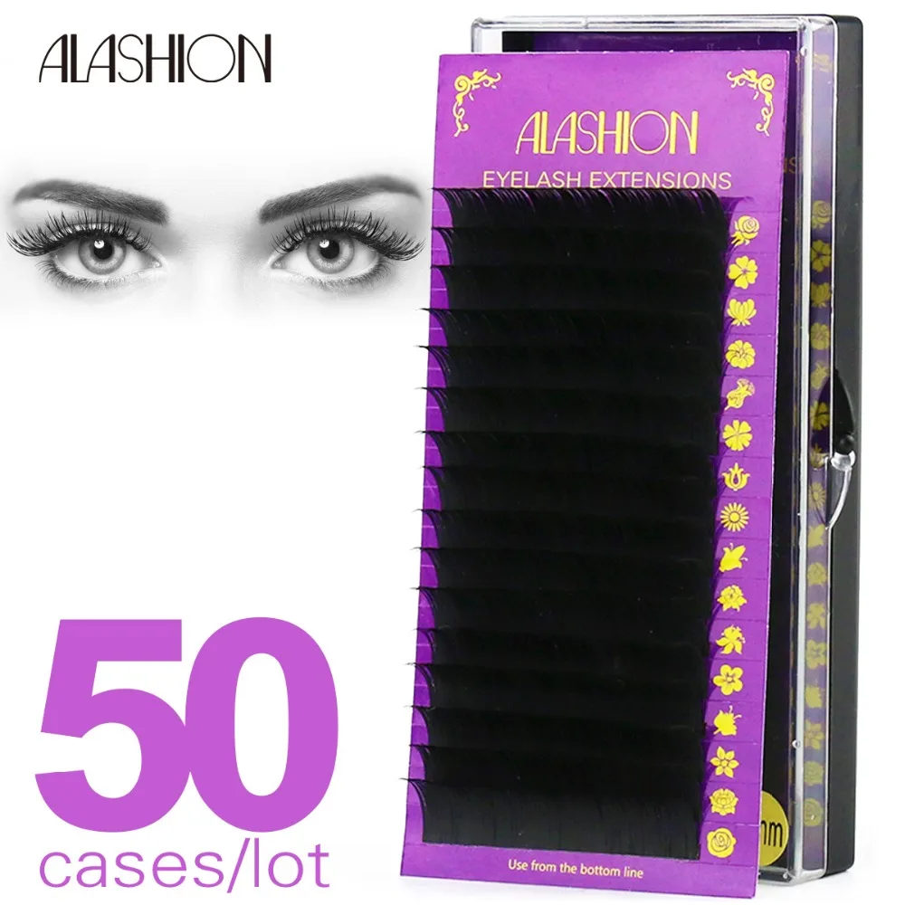 ALASHION 50cases/set 16rows lash extensions fake eyelashes individual