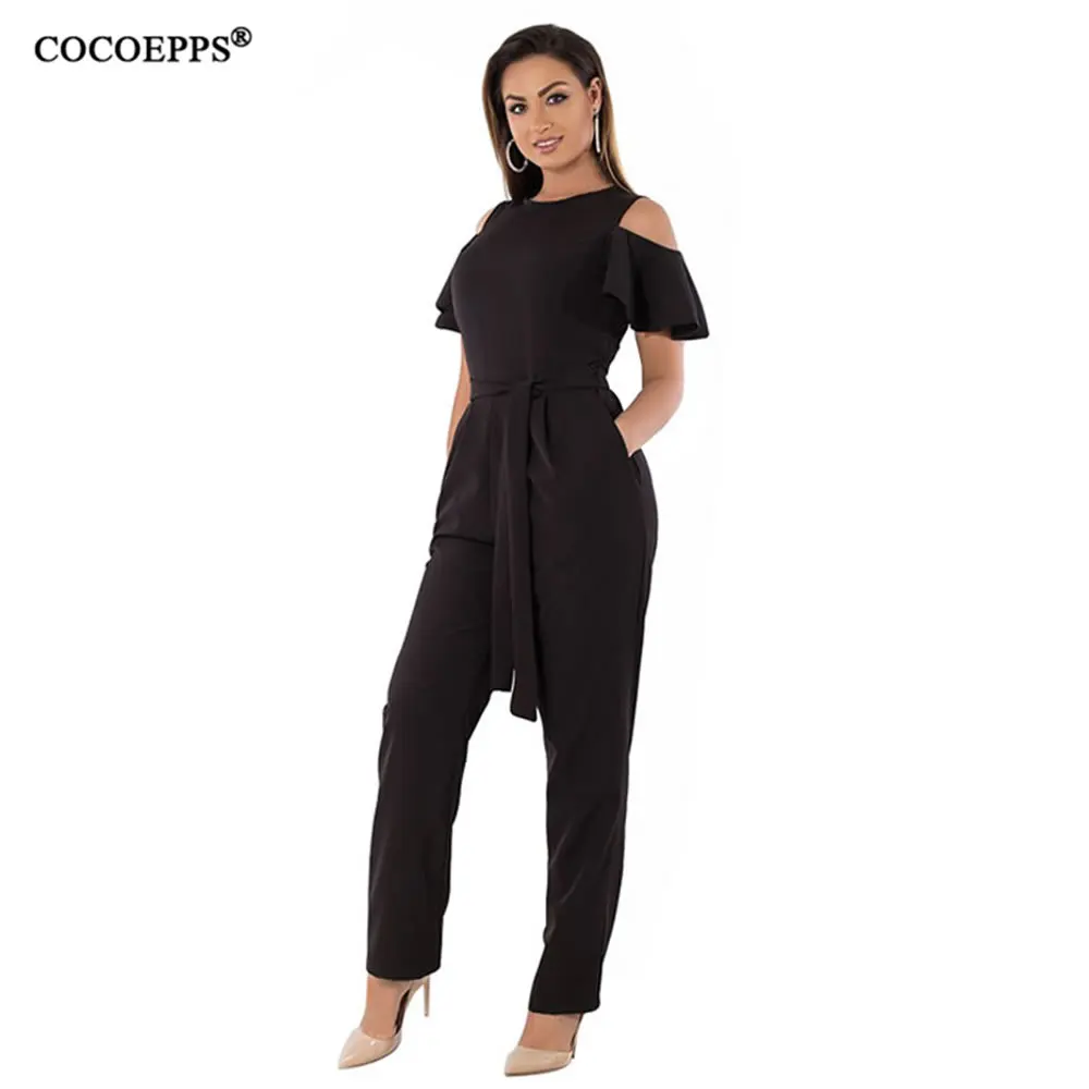 COCOEPPS, 5XL, 6XL, летние женские комбинезоны с открытыми плечами, плюс размер, комбинезоны, комбинезон, офисный, женский, элегантный, большой размер, повседневный комбинезон