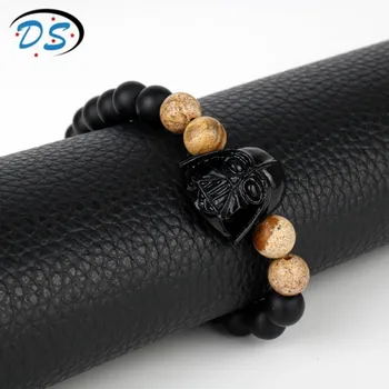 

Star Wars Darth Vader Knight Batman Mask Bangle Bracelets Wristband Black Beads Charm Bracelets for Women a Bracelet