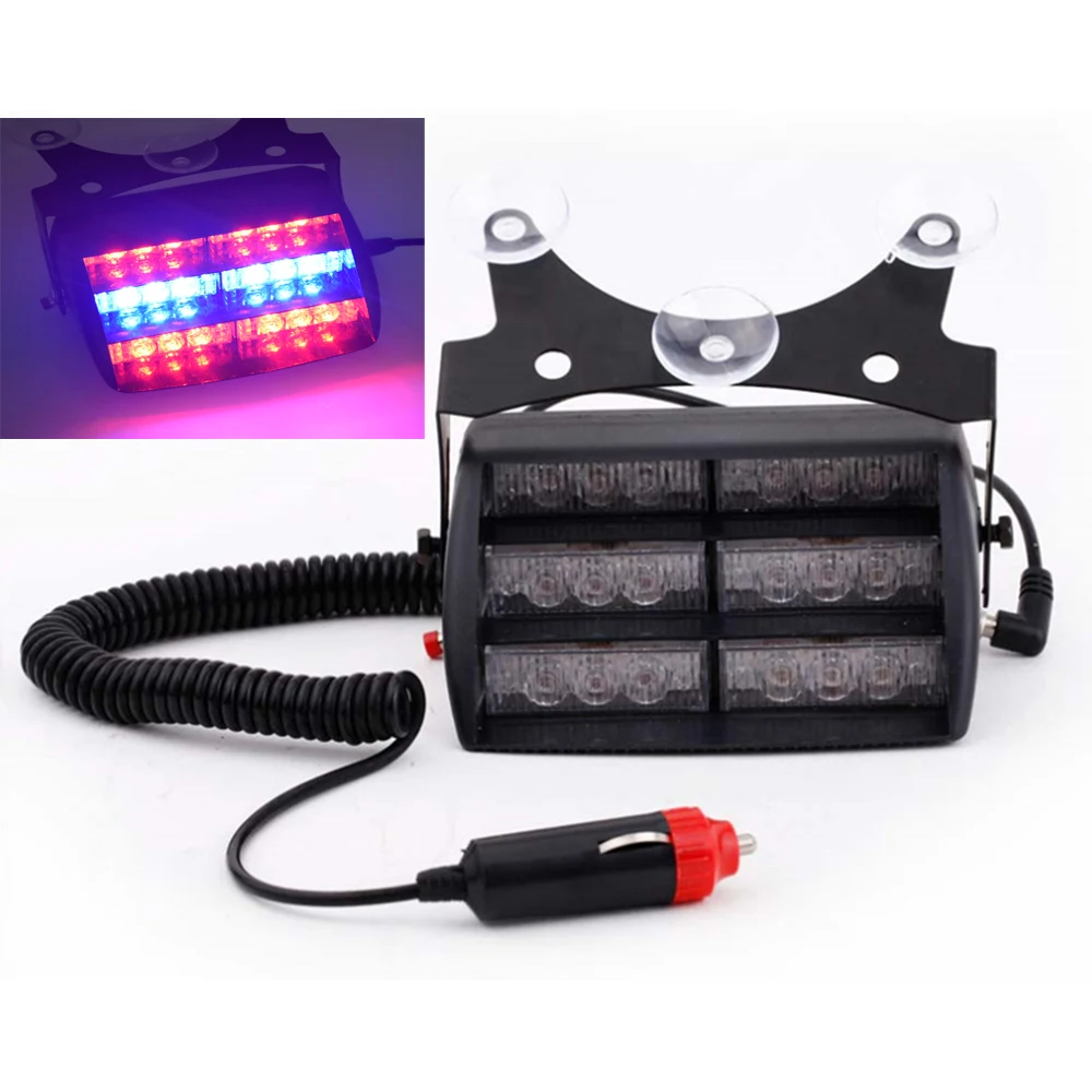 18 LED Red/Blue Car Police Strobe Flash Light Three layers Strobe light