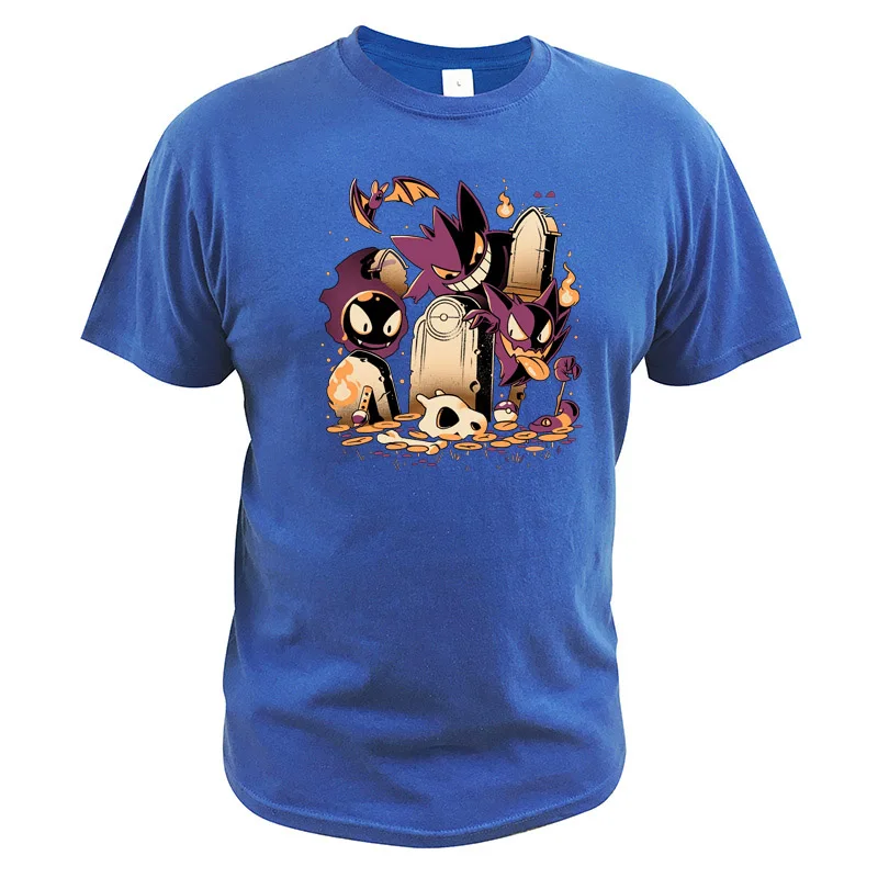 Gengar seared футболка аниме Лаванда город кошмар гробница Camiseta Модная молодежная японская футболка Pokemon - Цвет: Синий