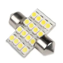 New White 31mm 16 SMD 1210 LED Car Interior Festoon Dome Light Lamp Bulb DC 12V