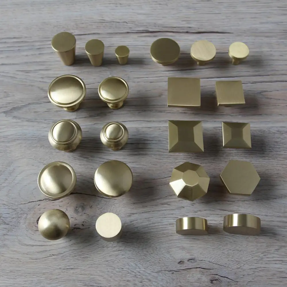 

Simple Chinese round single hole copper handle drawer cabinet door Nordic American gold pure copper small handle