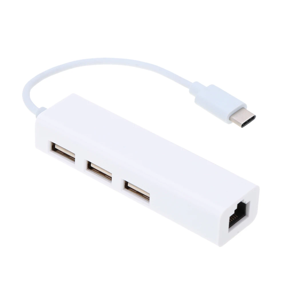 Usb 3.1 نوع c إلى 3 ميناء usb 2.0 hub rj45 مزامنة بيانات منفذ إيثرنت شبكة lan محول للماك بوك 12 \