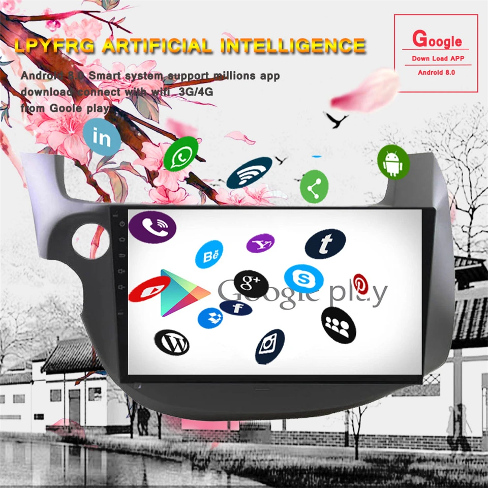 Clearance 10.1 Android 8.1 Car DVD GPS for HONDA FIT JAZZ 2007 2008 2009 2010 2012 2013 radio video player 1024*600 RDS wifi Tape Recorder 4