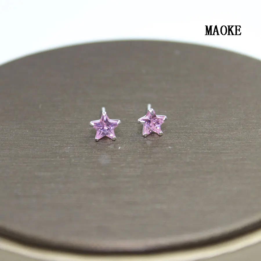 

Promotions S925 Sterling Silver Stud Earrings with Zircon Pentagram Star Crystal Earrings Fashion Jewelry for Women's Gifts