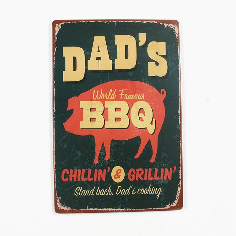 Kitchen man cave Dad/'s BBQ Retro metal Sign vintage
