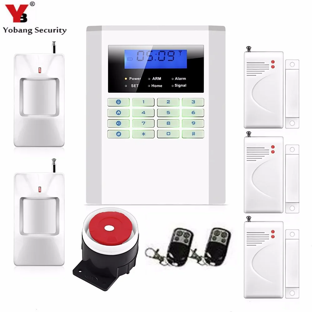 YobangSecurity LCD 433MHz Remote Control GSM PSTN Home Alarm System English Russian Spanish