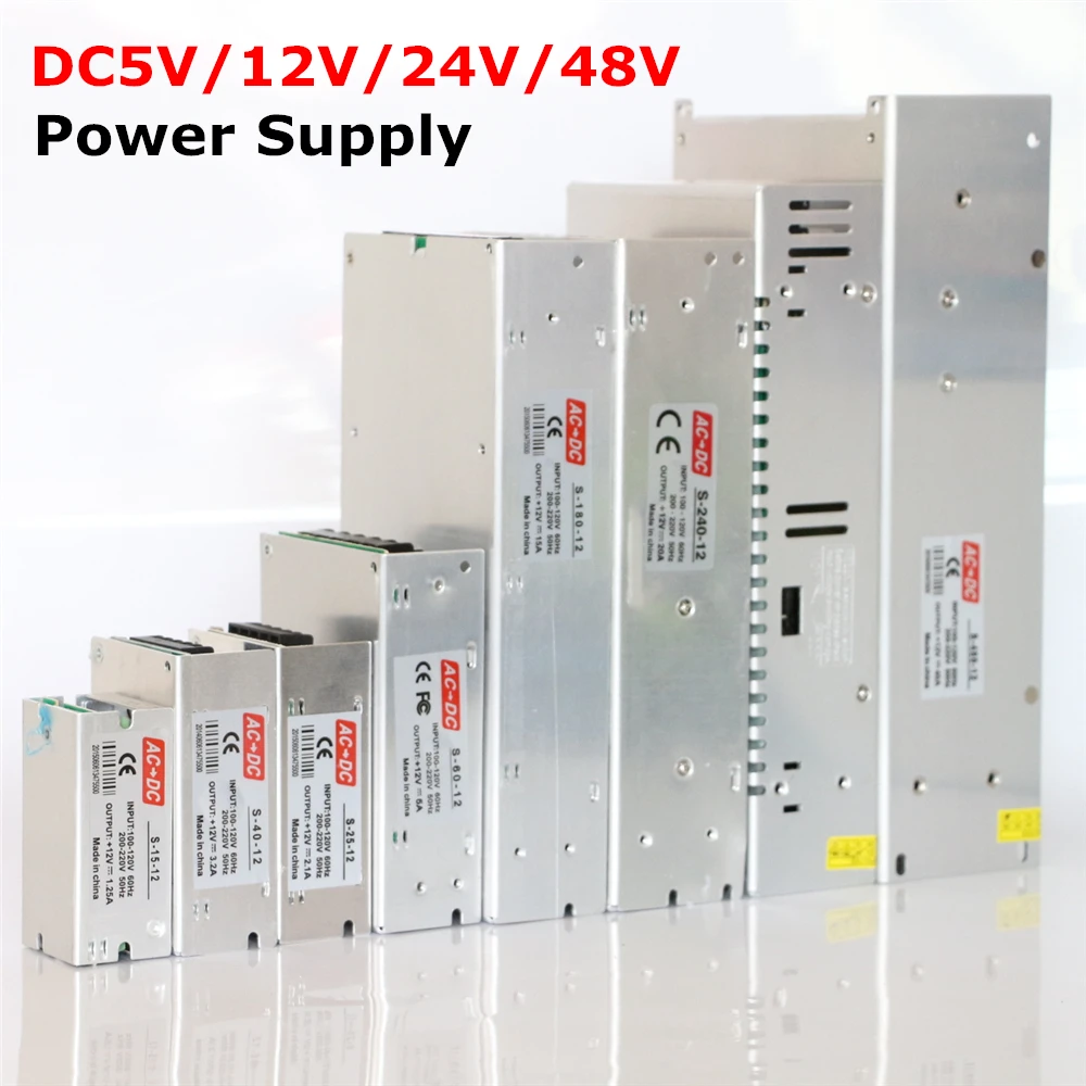 

Hot Sale AC85-265V 110V 220V to DC5V 12V 24V 48V 1A 2A 3A 4A 5A 6A 8A 10A 15A 20A 30A 40A CCTV / LED Strip Power Supply Adapter