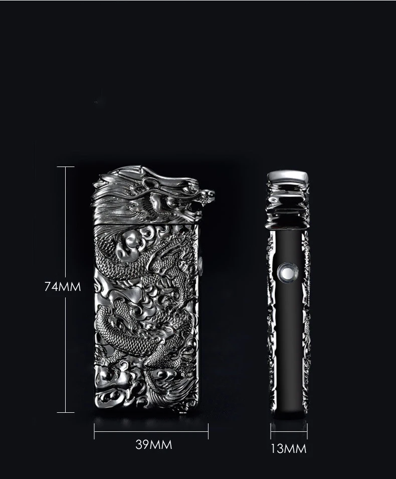Китайский дракон рельеф двойная дуга Usb Зажигалка плазменная ветрозащитная