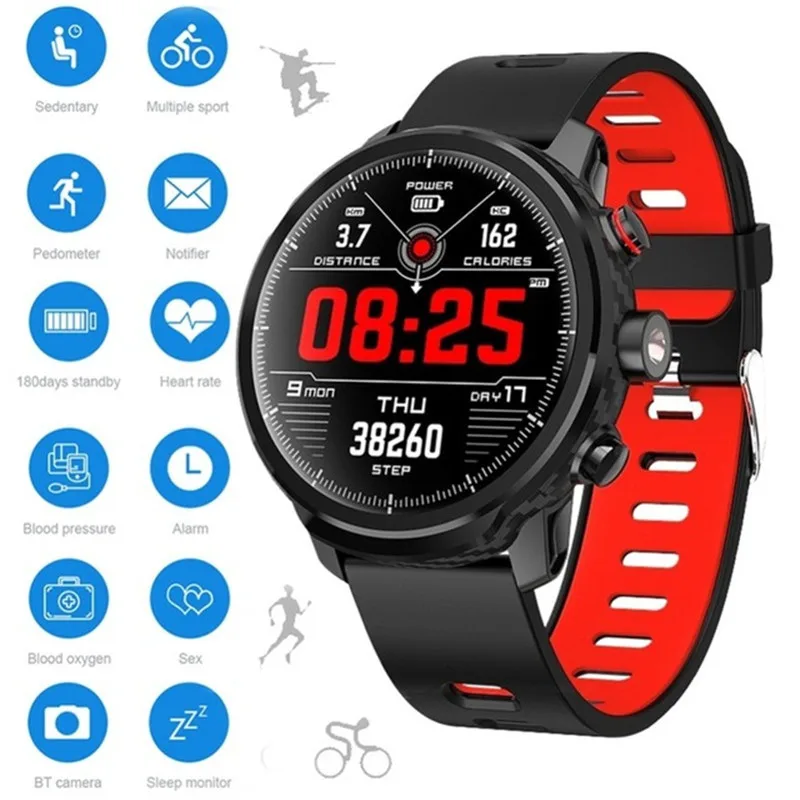 

L5 Smart Watch Men IP68 Waterproof Heart Rate Fitness Tracker Message Call Reminder Weather Multiple Sport Smartwatch