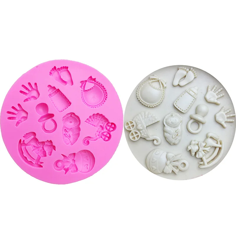 

3D fondant cake silicone mold Baby Shower Party stroller hand bottle Trojan Shape kitchen candy cupcake decoration tools