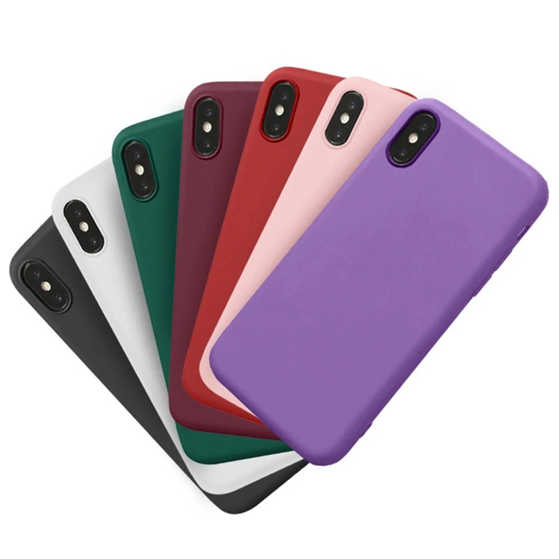 Soft Silicone Candy Color Case For iPhone XS Max XR X 10 8 7 6 5 S 5S
5SE 7Plus 8Plus Cell Phone Back Cover Matte Pink Wine