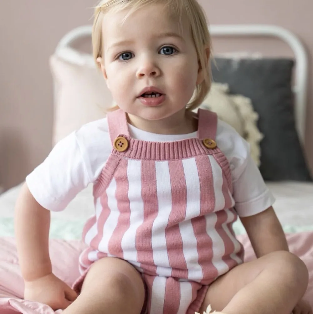 Koop Gestreepte Baby Meisje Romper Kleding Pasgeboren Baby Jongen Rompertjes Gebreide Baby Overalls Baby Meisje Zomer Kleding Peuter Kleding Rompertjes