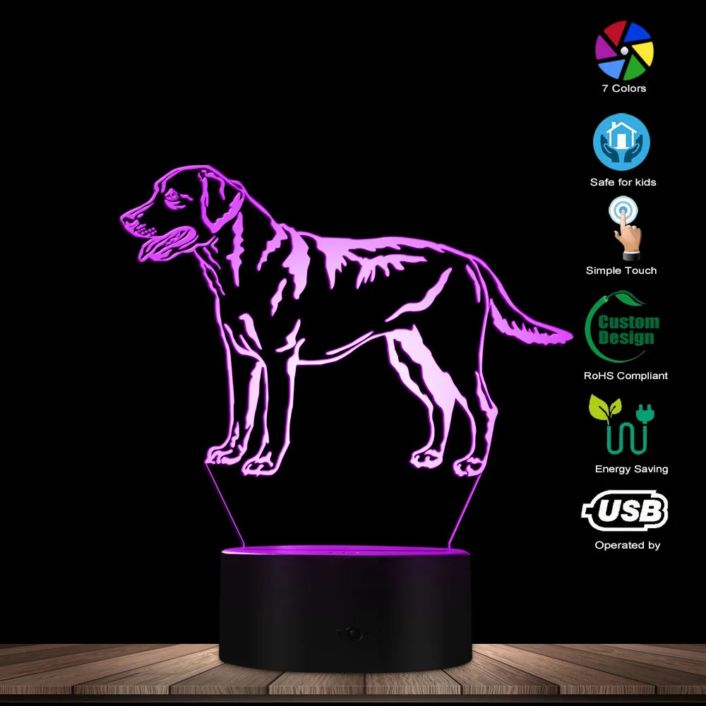 3D Labrador Retriever Dog LED Night Light Custom Name Pet Desk Lamp