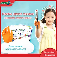 AMMEX KNG 20 шт одноразовые нитриловые перчатки для детей многофункциональные рабочие перчатки защитные Нескользящие покраски очистки