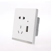 Настенная коммутационная, 86-Тип скрытый большая доска нефрита, вызванных белый, пять отверстий с гнездом USB, 10A ПК 220 V