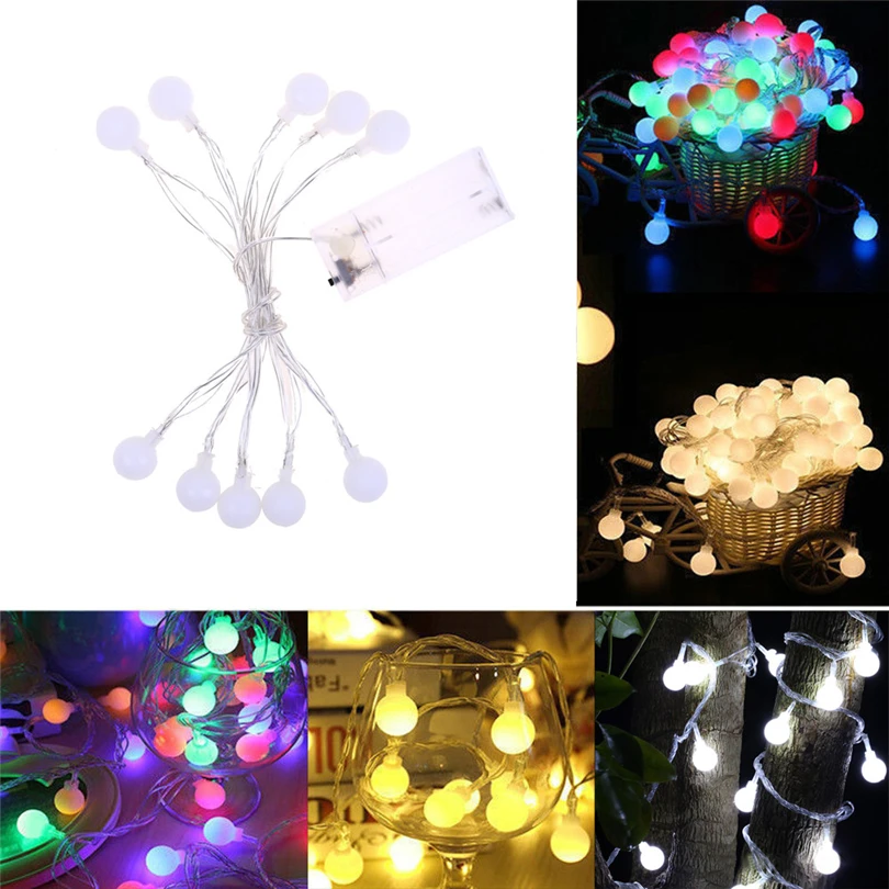 

New 1.2M Fairy Garland LED Ball String Lights Waterproof For Christmas Tree Wedding Home Indoor Decoration Battery Powered JJ20