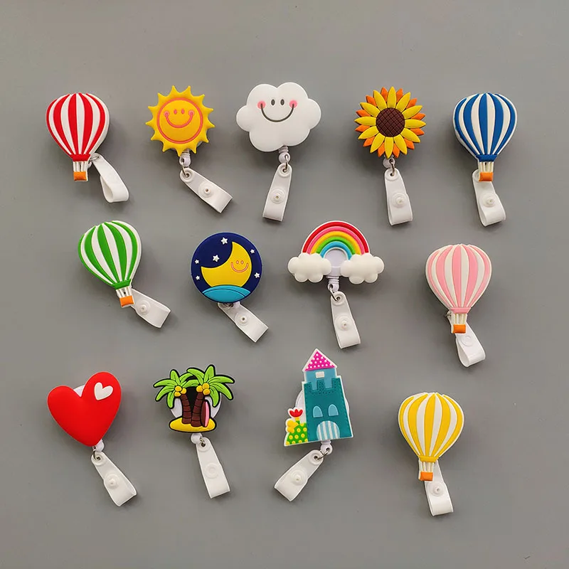 

13 Pcs/lot Silicagel Balloon Nursing Retractable Badge Holder Reels Cloud Nurse Work Id Card Holder Office Supplies