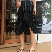 JUJULAND Новое поступление юбки женские летние плиссированные юбки с высокой талией женские тонкие брюки Saias 8162