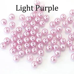 Elegant Round Simulated-Pearl Beads - 8mm x 100Pcs (Light Purple)