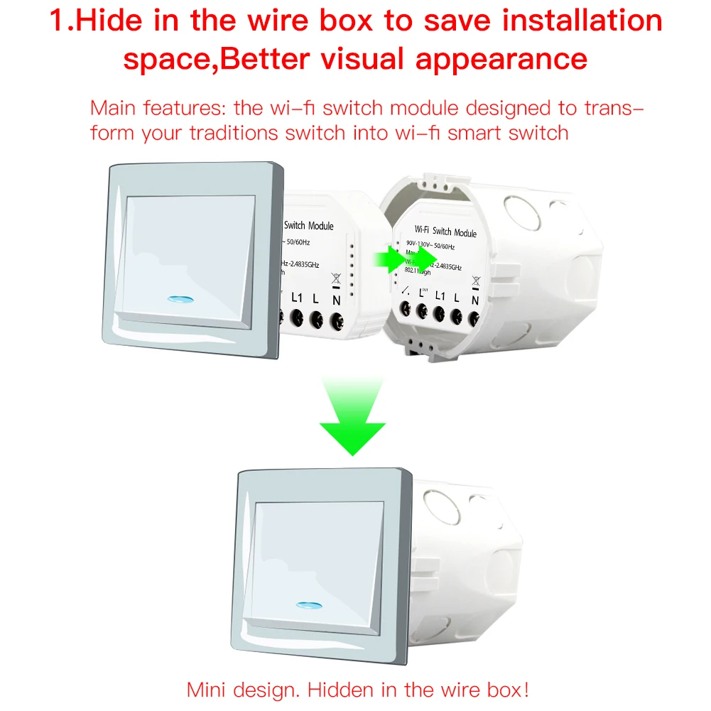 Wifi умный светильник-переключатель Diy выключатель модуль Smart Life/приложение Tuya дистанционное управление, работает с Alexa Echo Google Home 1/2 способ