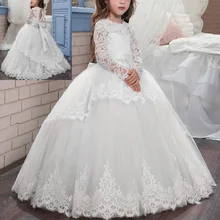 Элегантное платье для девочек; Пышное Бальное платье из тюля для маленьких детей; винтажное платье принцессы для свадебной вечеринки; кружевные Детские платья
