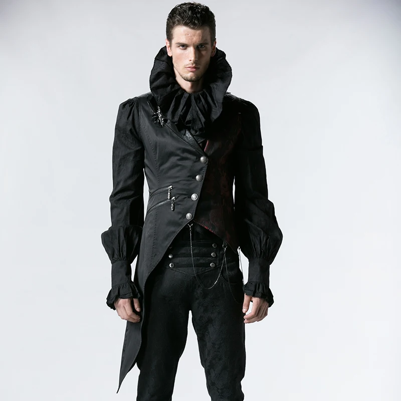 

Punk Men Sleeveless Waistcoat Gothic Magnificent Turn-Down Collar Vest Single Breasted Waistcoat Black Asymmetric Waistcoat