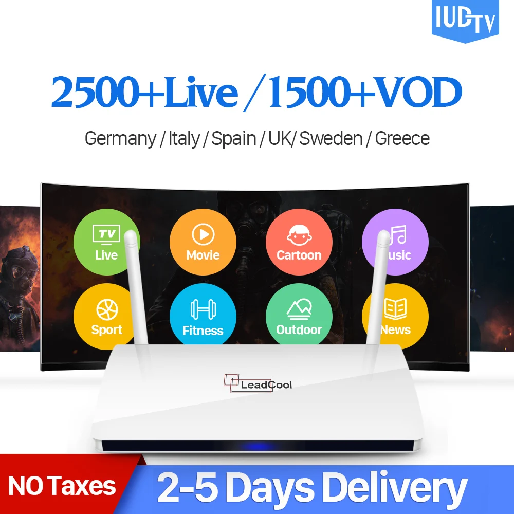 

IPTV Sweden Box Leadcool Android 8.1 TV Box with 1 Year IUDTV Account IPTV Italia Spain Turkey Poland UK Arabic IP TV Top Box