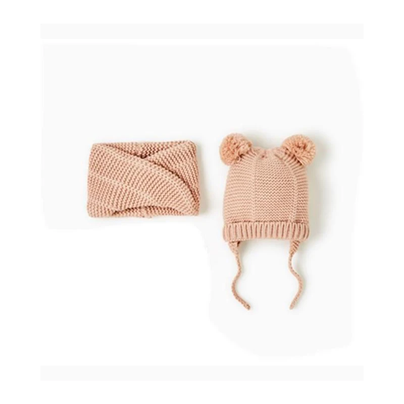 

Baby Winter Hat and Scarf Set Pom pom Beanie Hat With Lining and Infinity Scarf Set Baby Photo Props Set Beige Pink