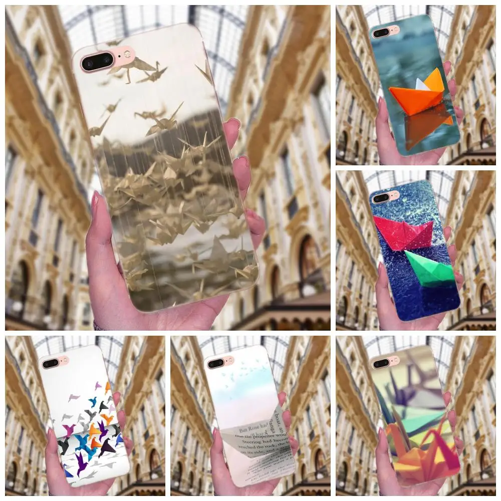 Японский рисунок оригами Crane из ТПУ для Huawei P7 Honor 4C 5A 5C 5X 6 6C 6A 6X 7 7X 8 9 V8 V10 Y3II Y5II Y6II G8 Play