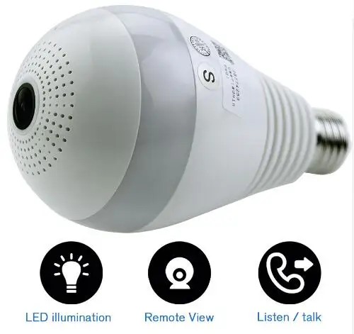 1080P Wi-Fi FishEye Camera 360 degree Bulb Light VR Camera 3.0 MP Panoramic Wireless IP Camera Night Vision V380 Lamp Camera 1080P Wi-Fi FishEye Camera 360 degree Bulb Light VR Camera 3.0 MP Panoramic Wireless IP Camera Night Vision V380 Lamp Camera