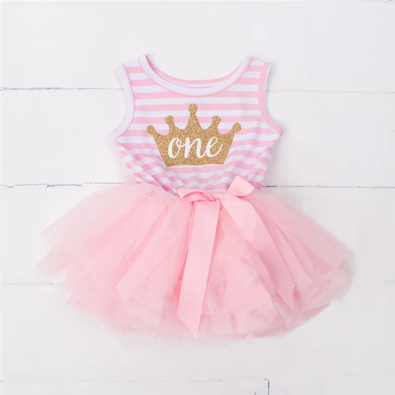 Одежда для малышей для девочек 1st первый Наряд для дня рождения платье Вечерние пышная детская зимняя одежда для девочек 1 год розовое платье принцессы - Цвет: As Photo