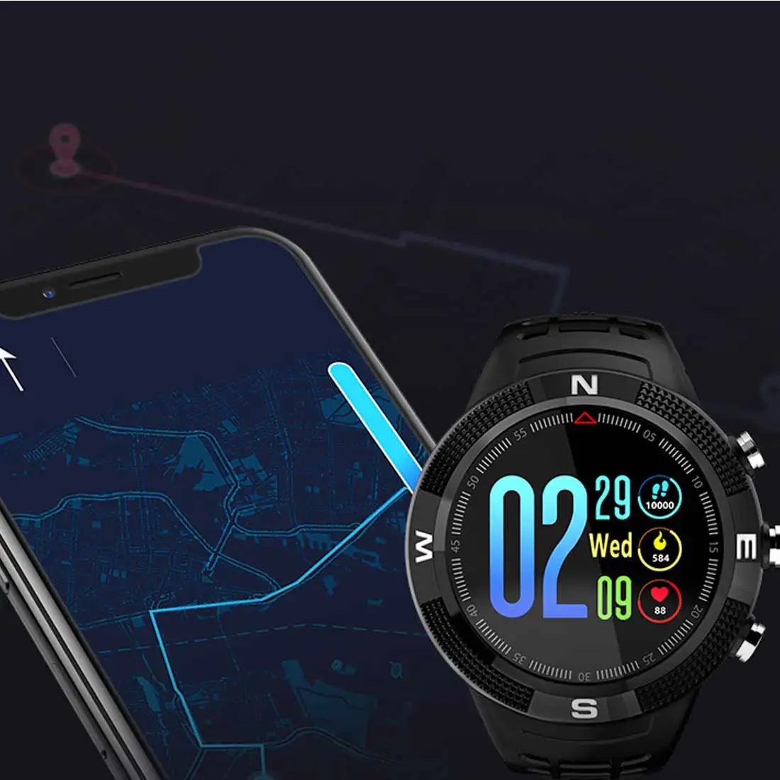  Smart Uhr Outdoor GPS Positionierung Call Nachricht Erinnerung Herz Rate Smartwatch Media unterhalt