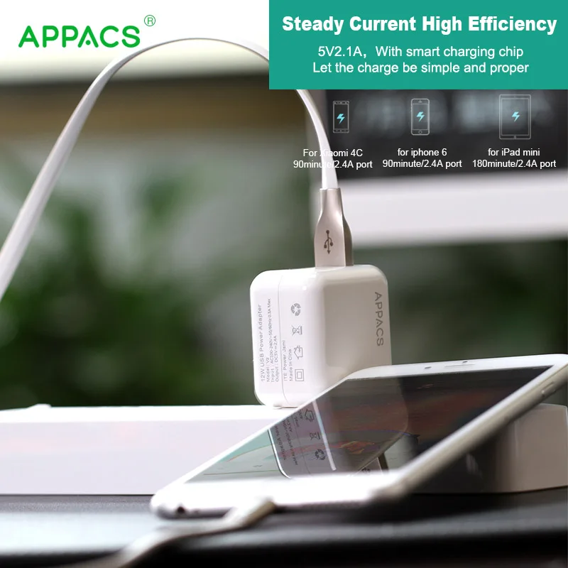 APPACS 5V 2.1A универсальное USB зарядное устройство для путешествий адаптер настенная