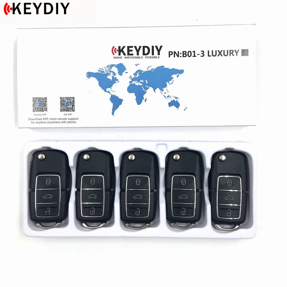 KEYDIY KD B01 роскошный черный для KD900/KD900+/URG200 ключ программист серии B пульт дистанционного управления для VW, 5 шт./лот