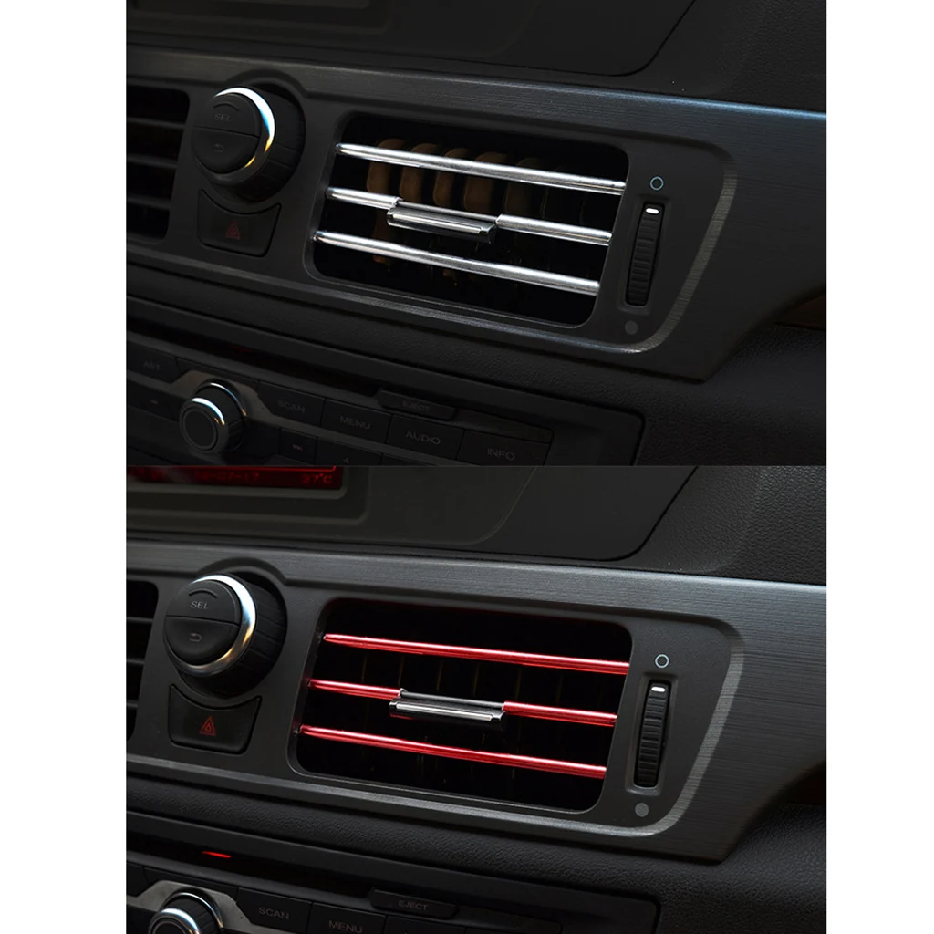 Car interior DIY Automobile Decoration Moulding Trim Strip line Sticker Insert type Air Outlet Strip Accessories 20cmx10pc